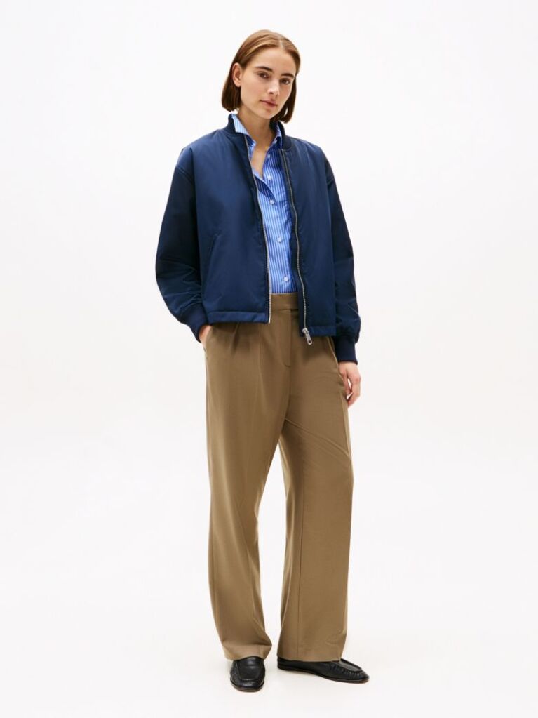 Blue Water Repellent Padded Bomber Jacket  Women