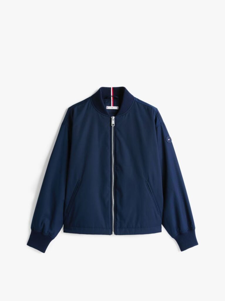 Blue Water Repellent Padded Bomber Jacket  Women