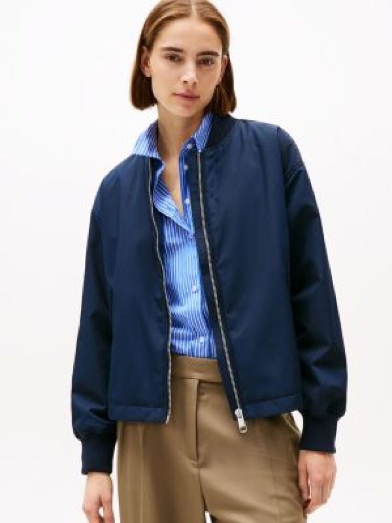 Blue Water Repellent Padded Bomber Jacket  Women