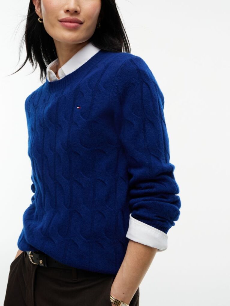 Blue Pure Wool Cable Knit Jumper  Women