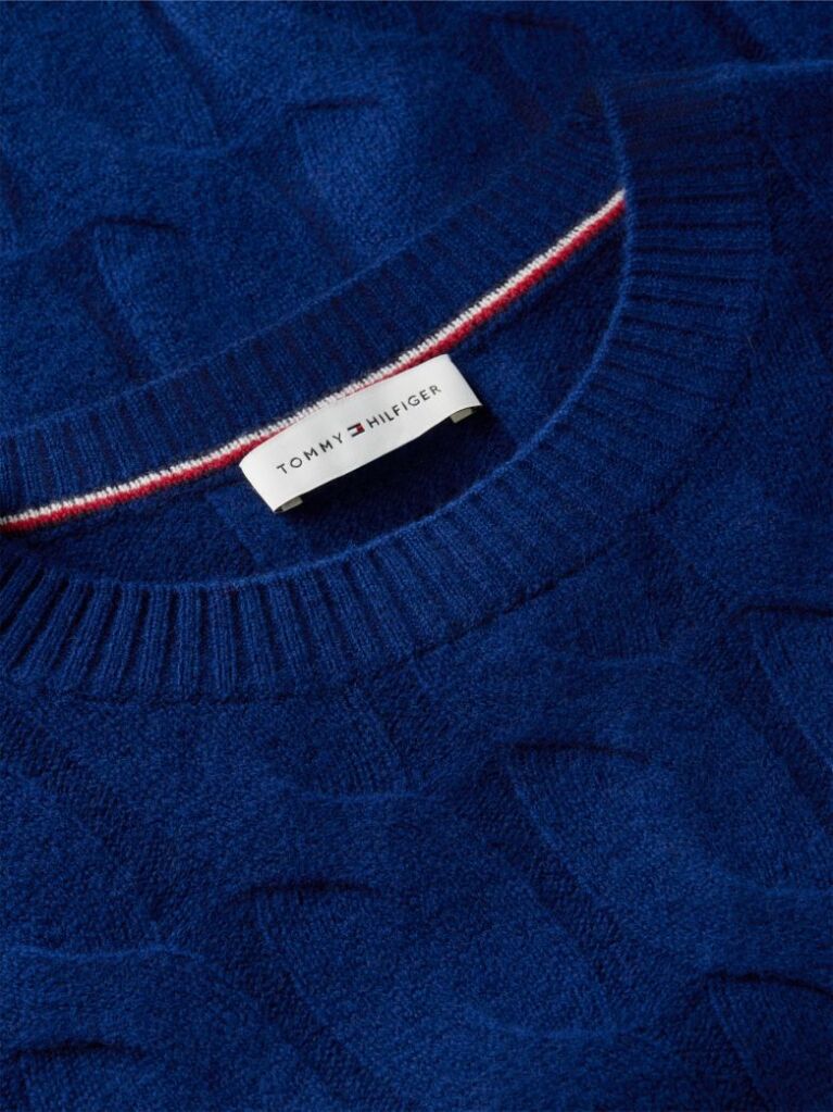 Blue Pure Wool Cable Knit Jumper  Women