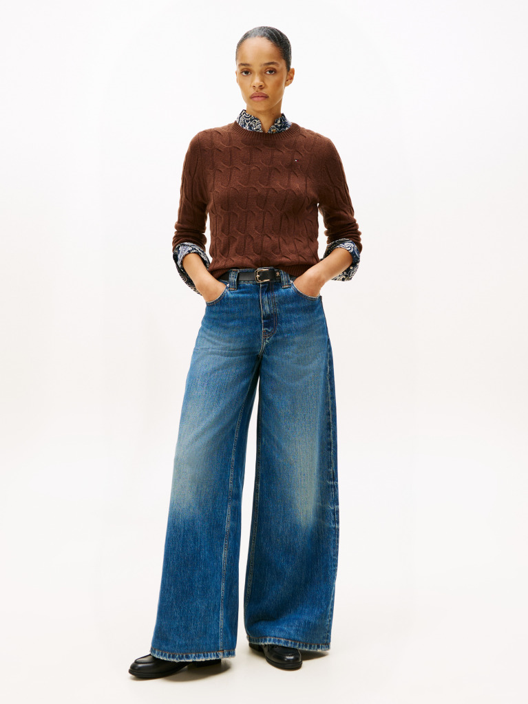 Brown Pure Wool Cable Knit Jumper  Women