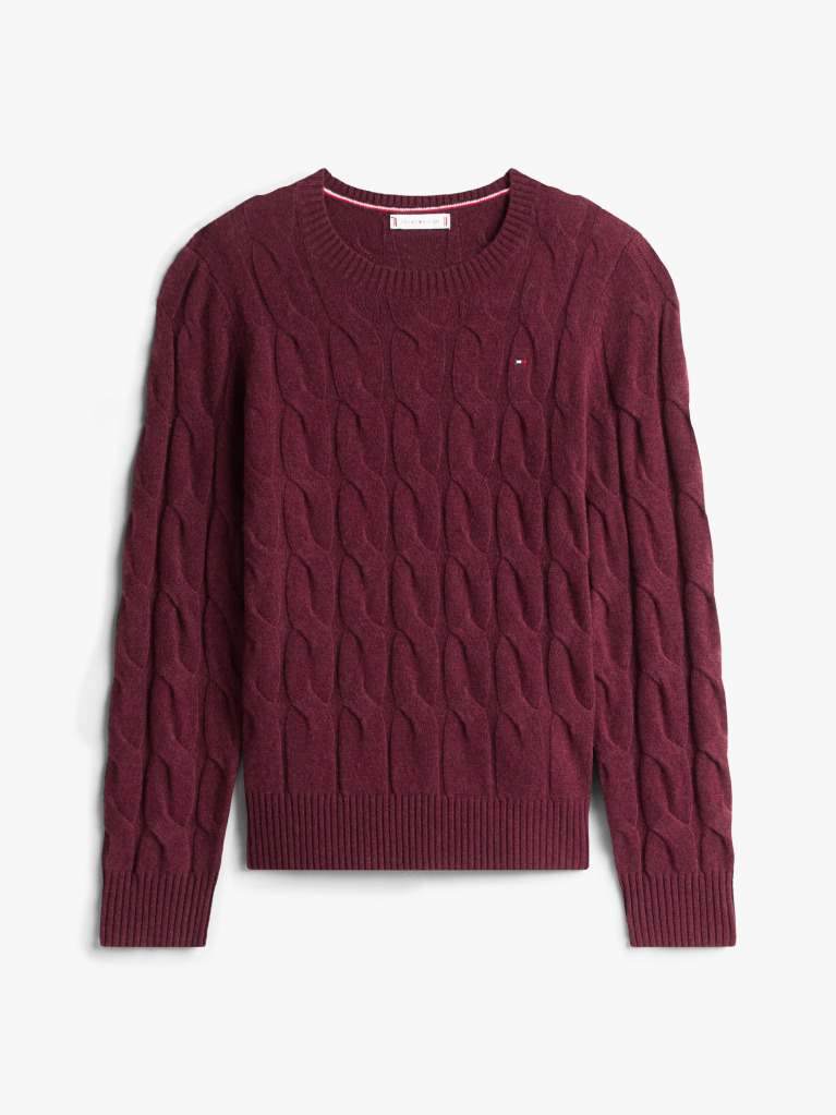 Red Pure Wool Cable Knit Jumper  Women