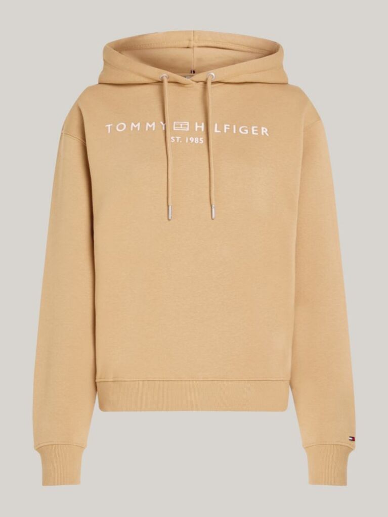 Khaki Logo Embroidery Hoody  Women