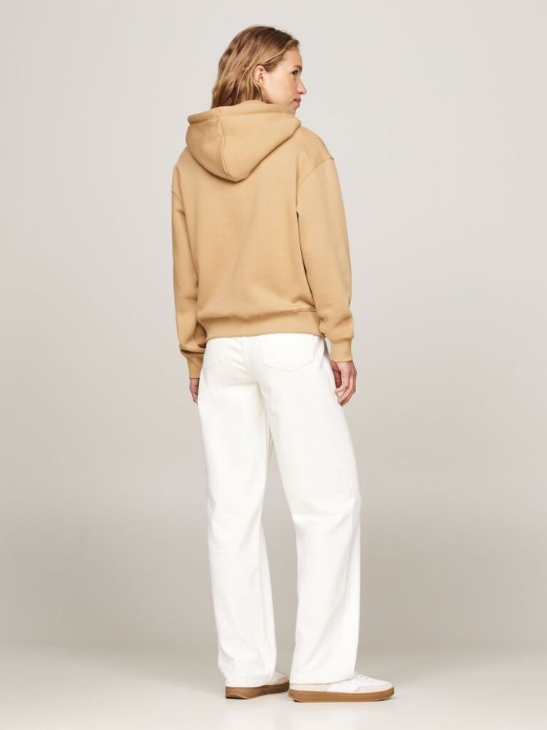 Khaki Logo Embroidery Hoody  Women