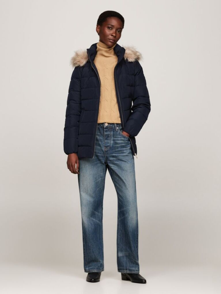 Multi Faux Fur Hooded Down Jacket  Women