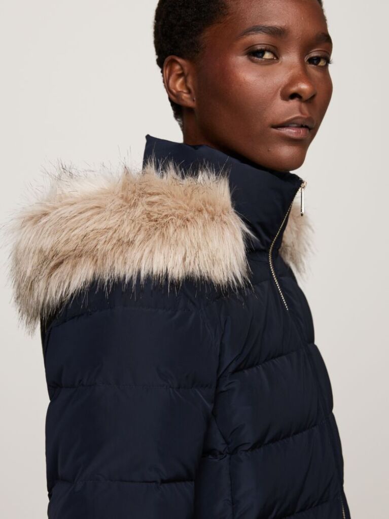 Multi Faux Fur Hooded Down Jacket  Women
