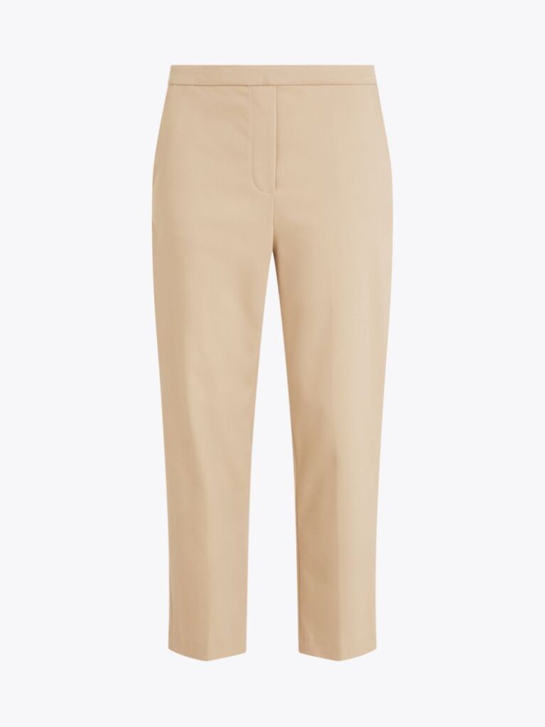 Beige Slim Straight Leg Ankle Trousers  Women