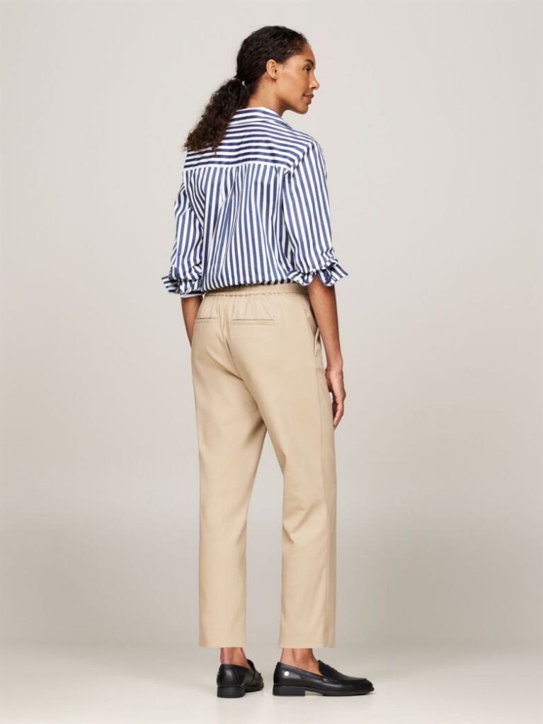 Beige Slim Straight Leg Ankle Trousers  Women