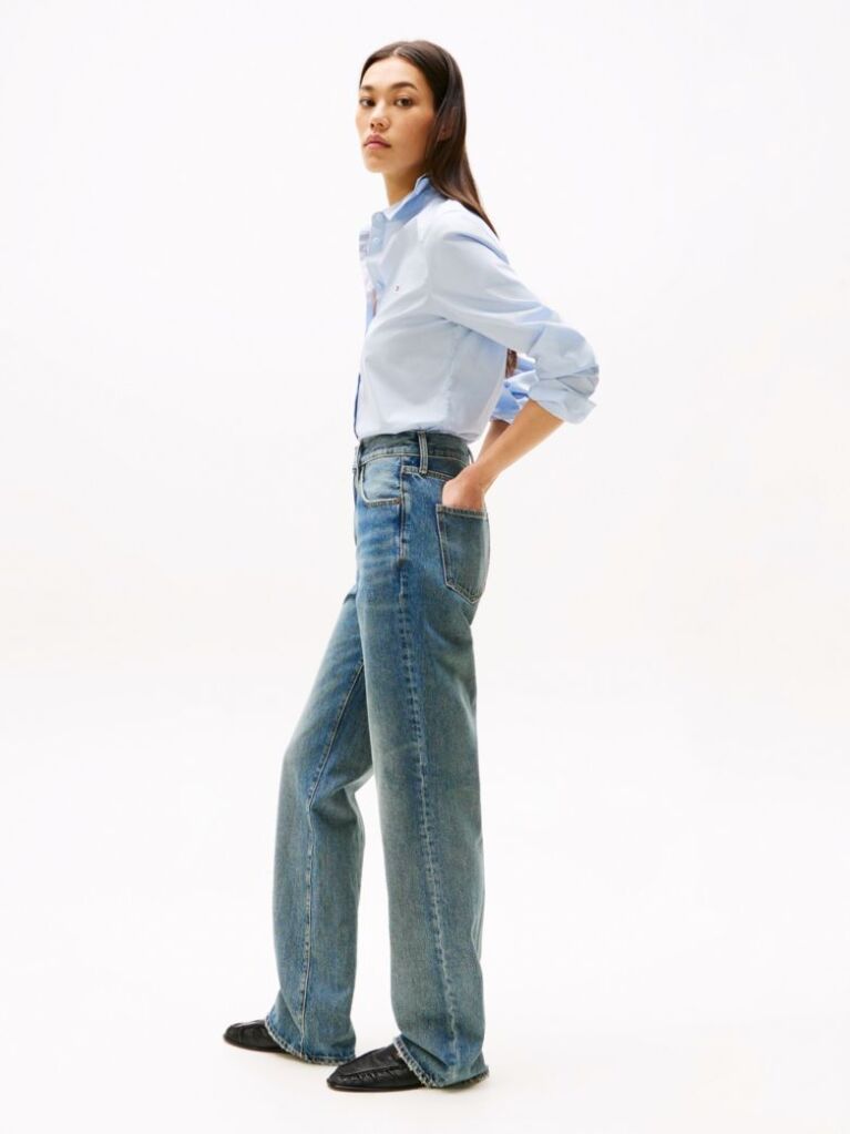 Blue High Rise Relaxed Bootcut Jeans  Women