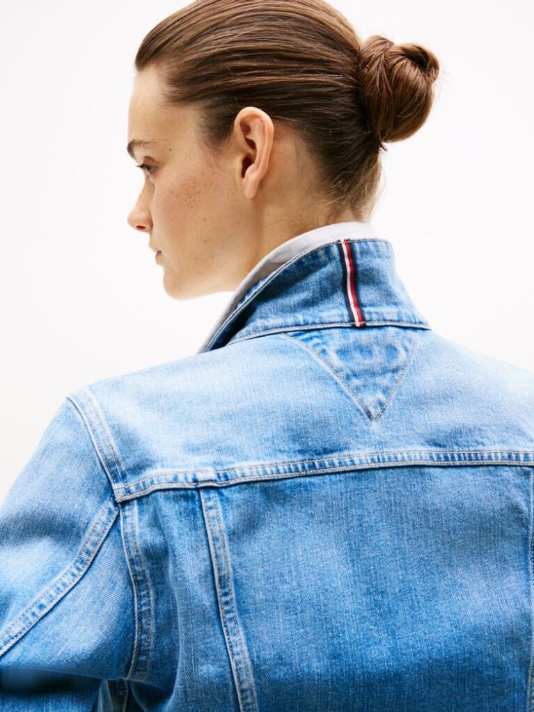 Blue Faded Slim Denim Jacket  Women