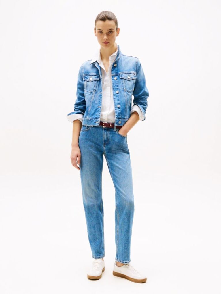 Blue Faded Slim Denim Jacket  Women