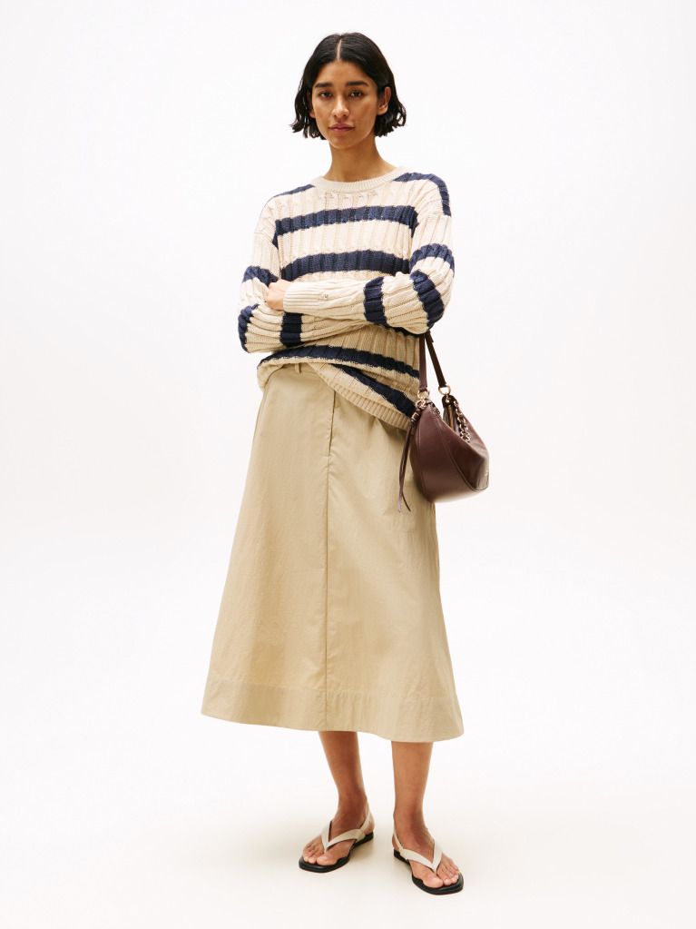 Multi Linen Blend Cable Knit Relaxed Jumper  Women