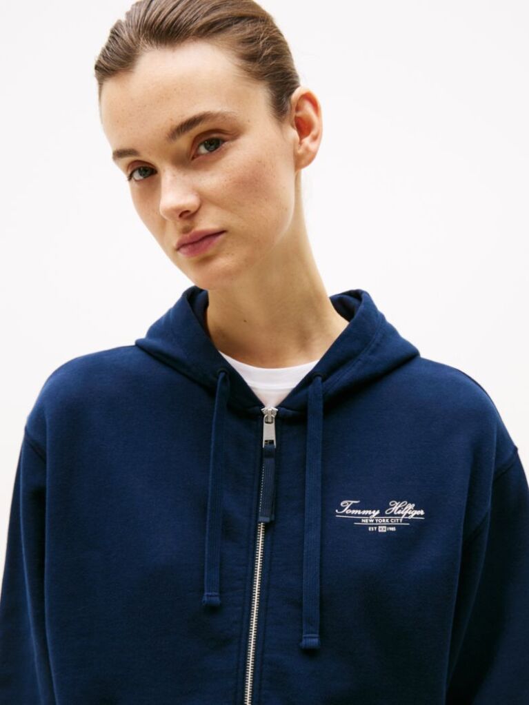 Blue Logo Zip-Thru Hoody  Women