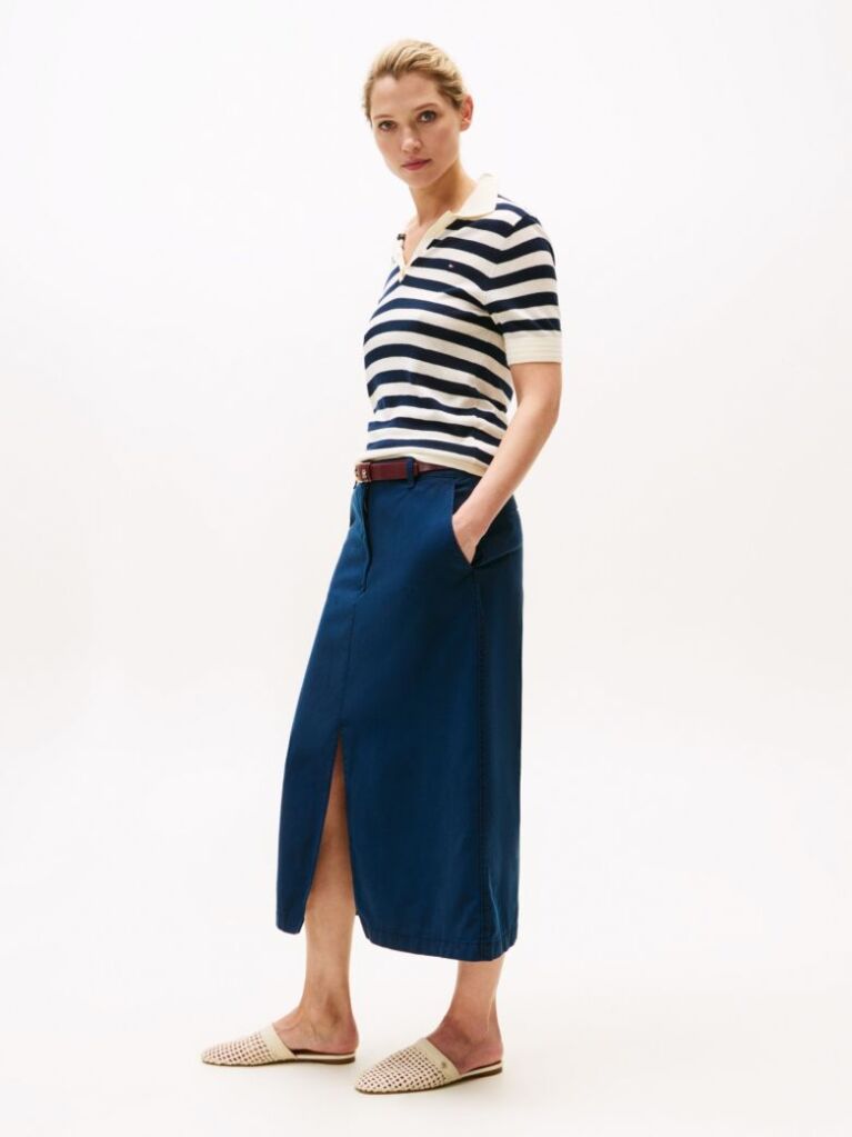Blue Midi Chino Skirt  Women