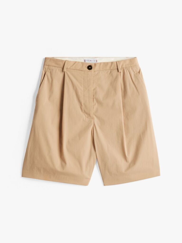 Beige Pleated Shorts  Women