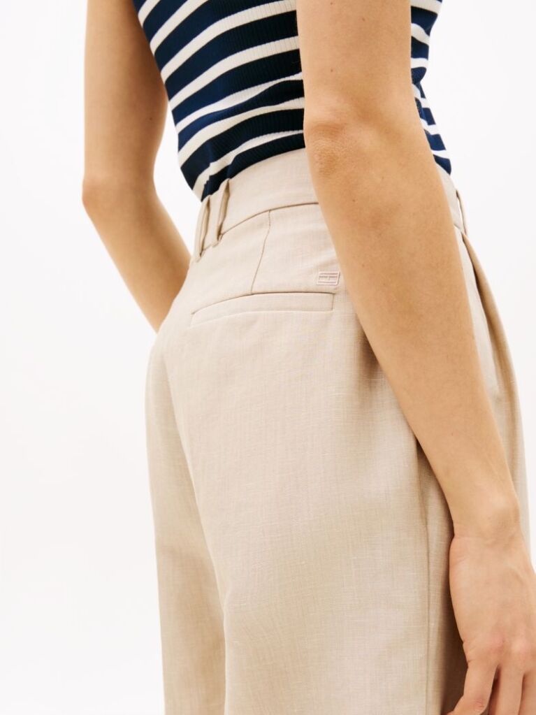 Beige Pleated Shorts  Women