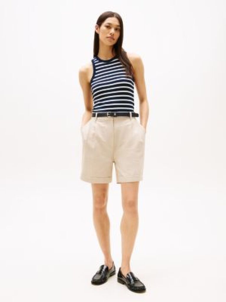 Beige Pleated Shorts  Women