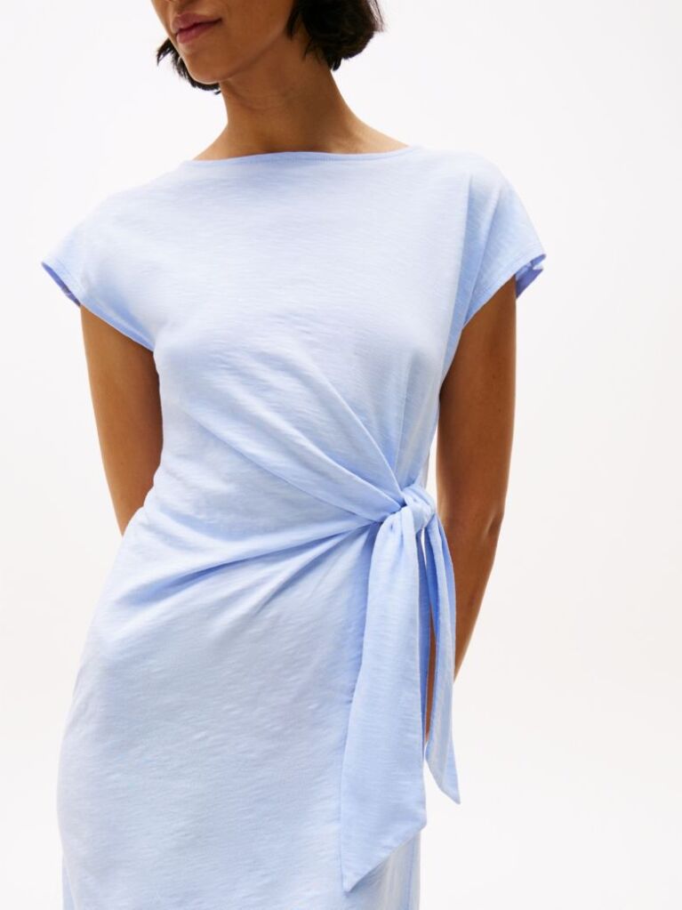 Blue Boat Neck Slim Midi Dress  Women