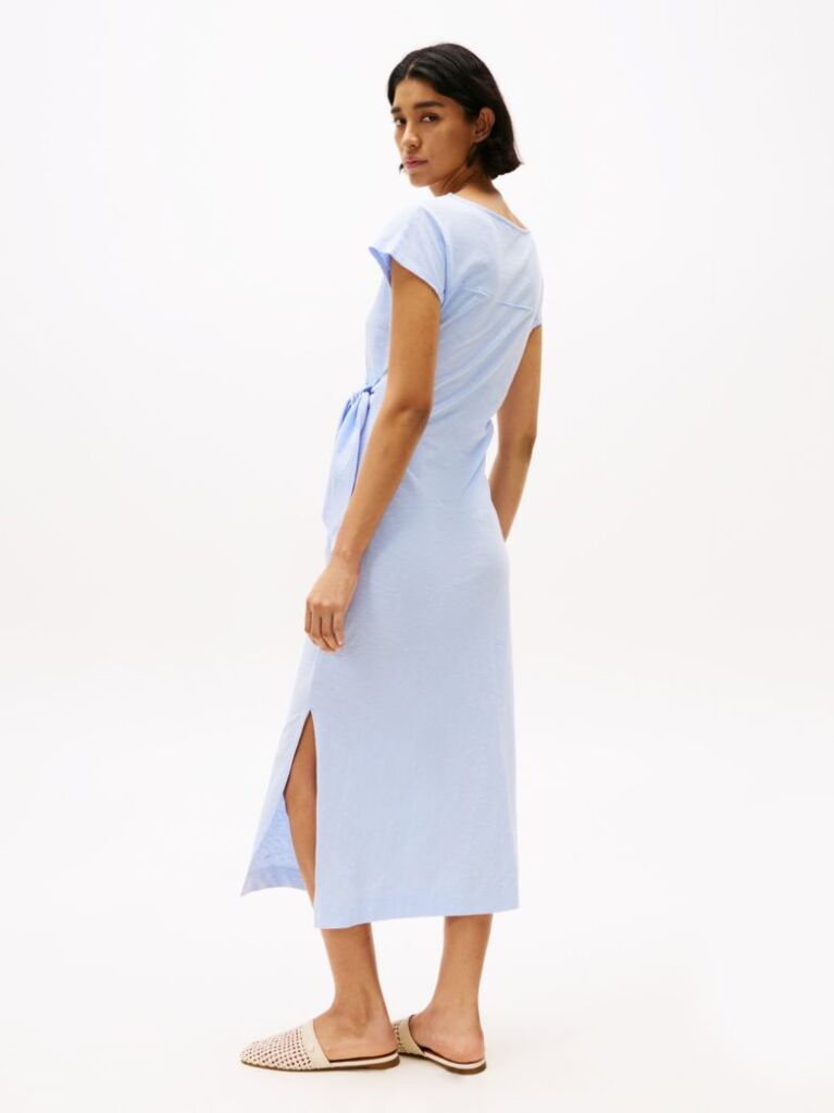 Blue Boat Neck Slim Midi Dress  Women