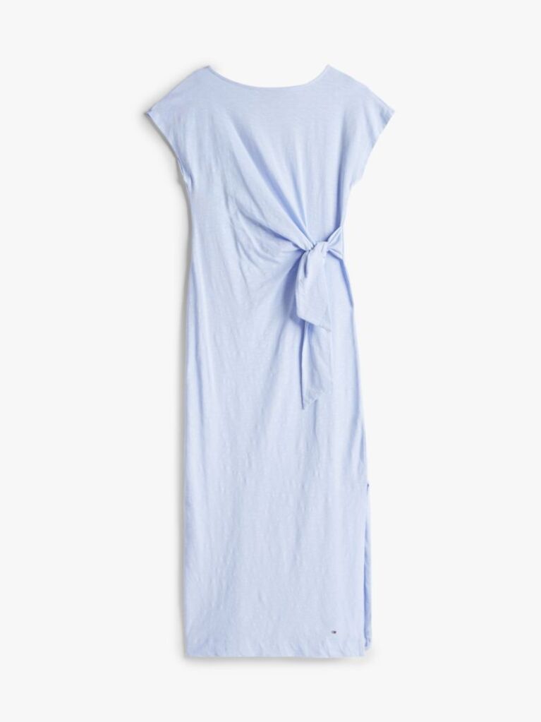 Blue Boat Neck Slim Midi Dress  Women