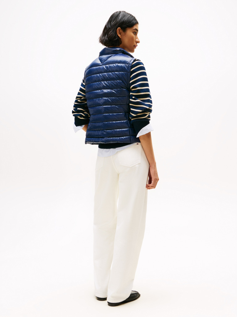 Blue Ultra Light Down Mock Neck Gilet  Women