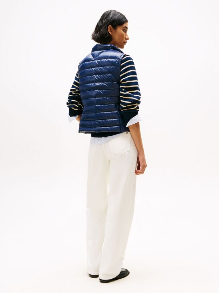 Blue Ultra Light Down Mock Neck Gilet  Women