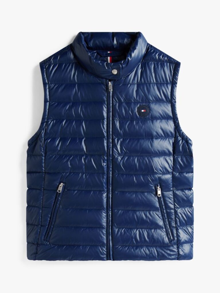 Blue Ultra Light Down Mock Neck Gilet  Women