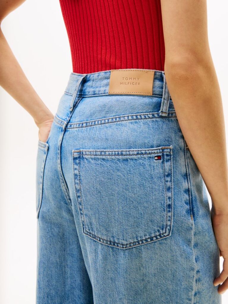 Blue High Rise Wide Leg Cropped Jeans  Women