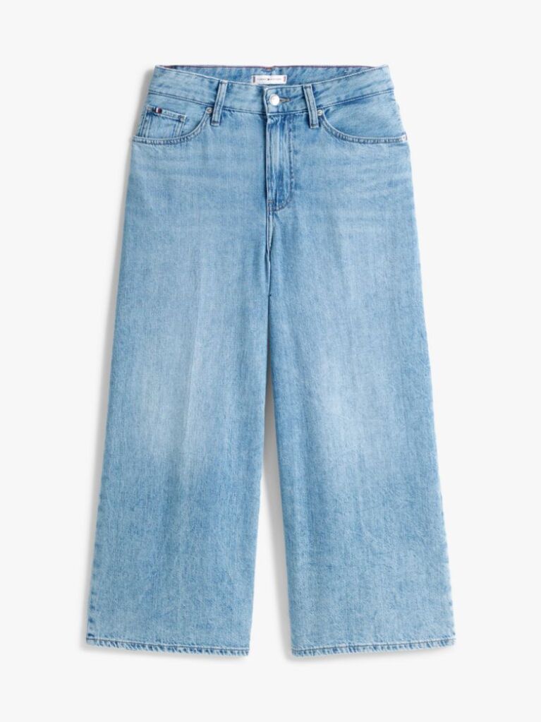 Blue High Rise Wide Leg Cropped Jeans  Women