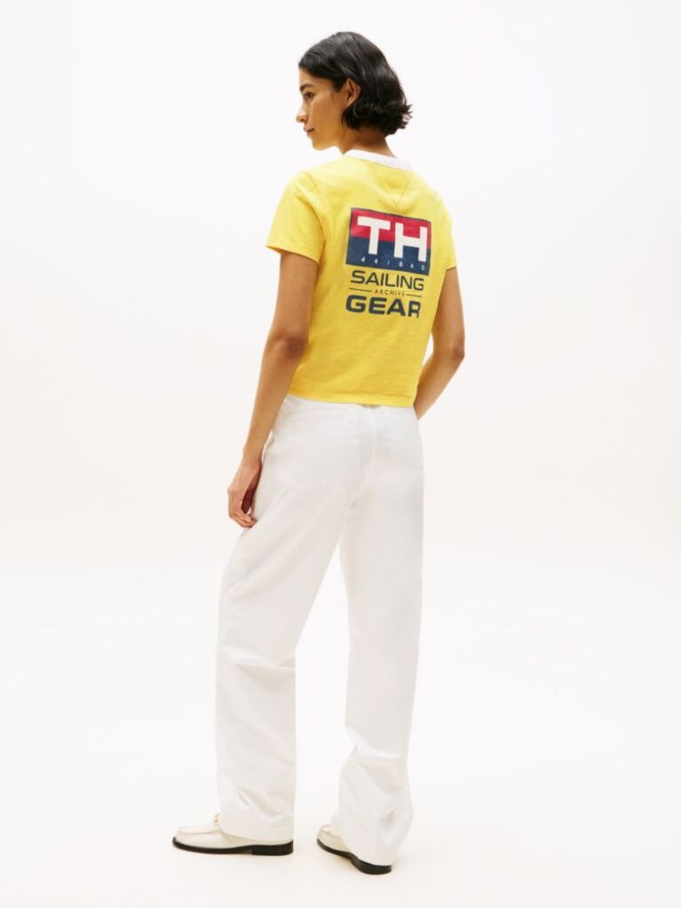 Yellow Hilfiger Sailing Relaxed Back Logo T-Shirt  Women