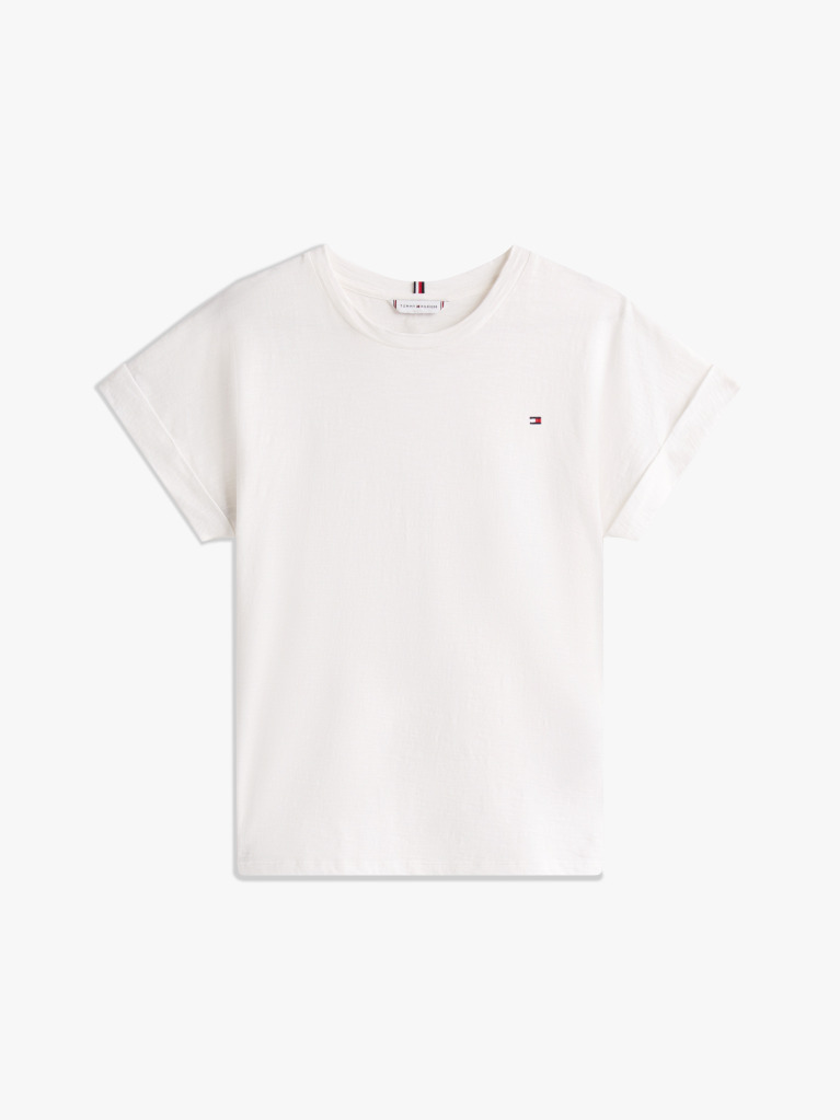 White Textured Crew Neck T-Shirt  Women