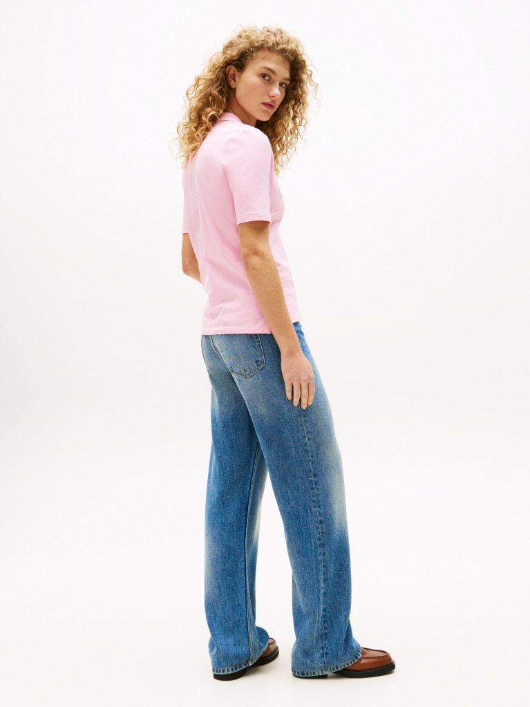 Pink Regular Fit Logo Embroidery Polo Shirt  Women