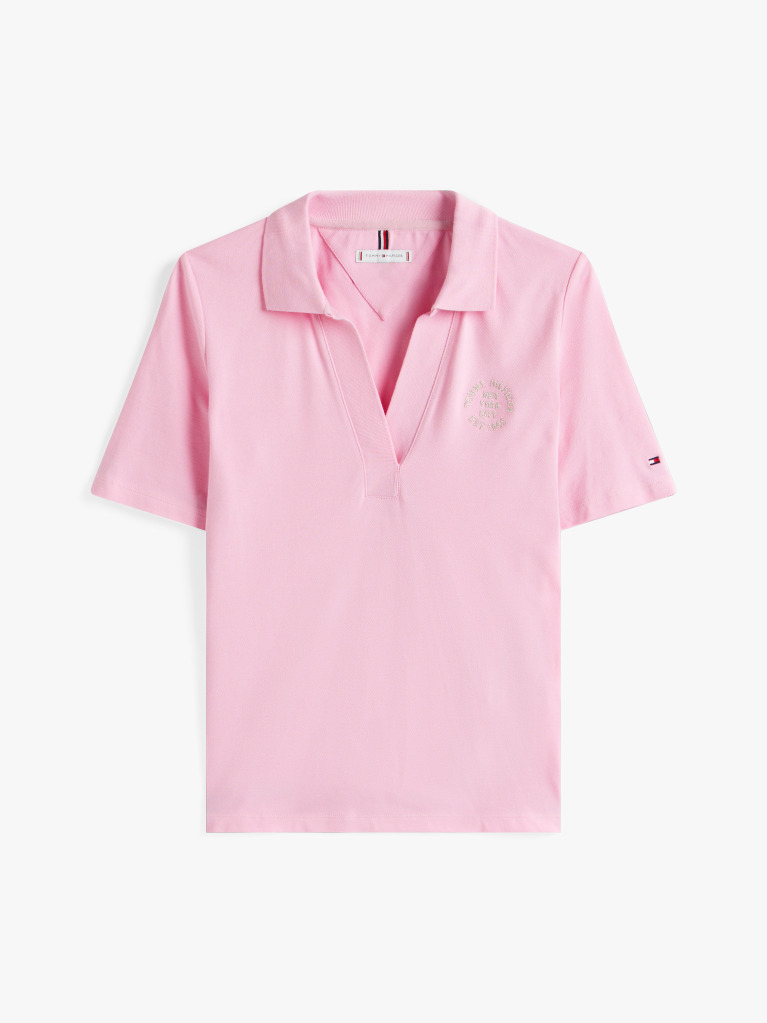 Pink Regular Fit Logo Embroidery Polo Shirt  Women