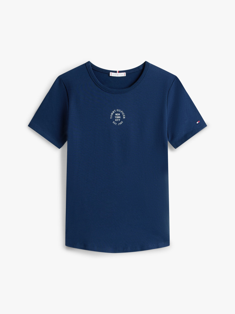 Blue Stamp Logo Slim Crew Neck Short Sleeve Tee  Women
