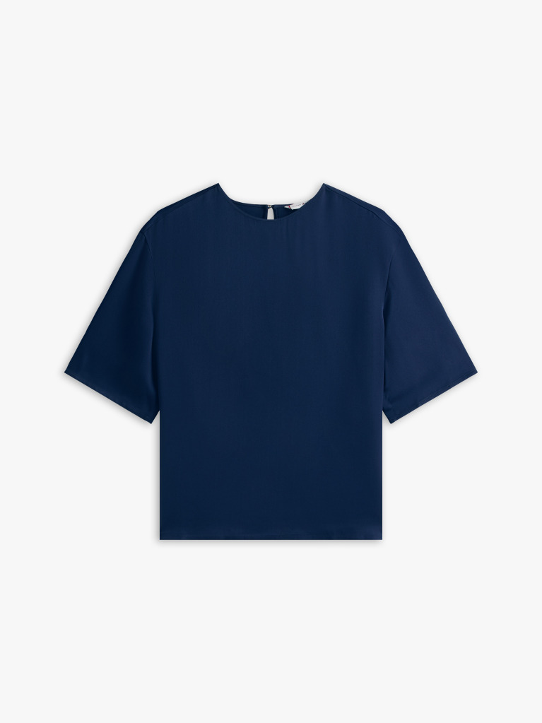 Blue Relaxed Fit Sateen T-Shirt  Women