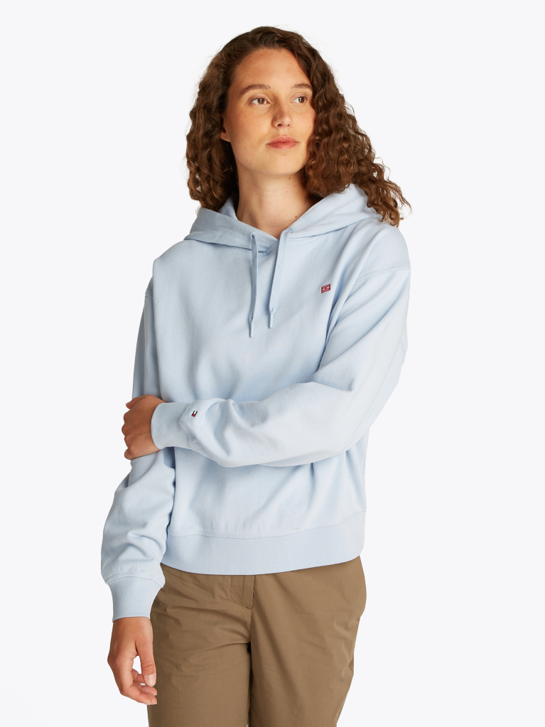 Blue Contrast Hilfiger Flag Embroidery Hoody  Women