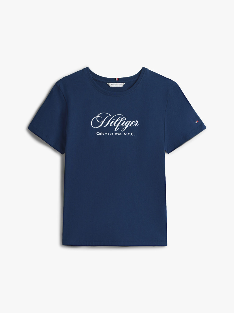 Blue Logo Embroidery Crew Neck T-Shirt  Women