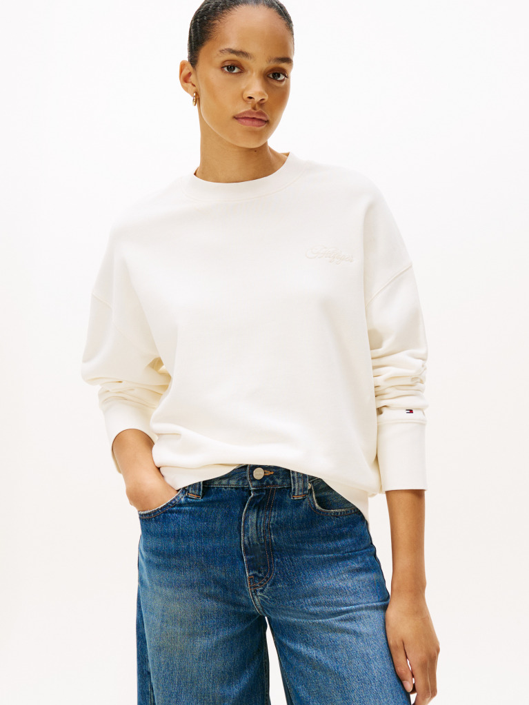 Beige Logo Embroidery Relaxed Fit Sweatshirt  Women