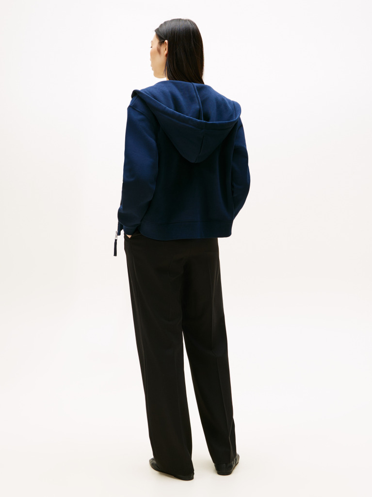 Blue TH Crest Embroidery Gold-Tone Zip-Thru Hoody  Women