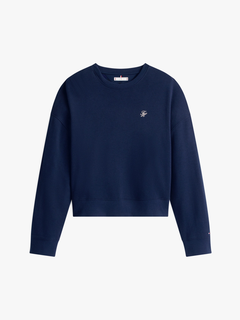 Blue TH Script Pique Sweatshirt  Women