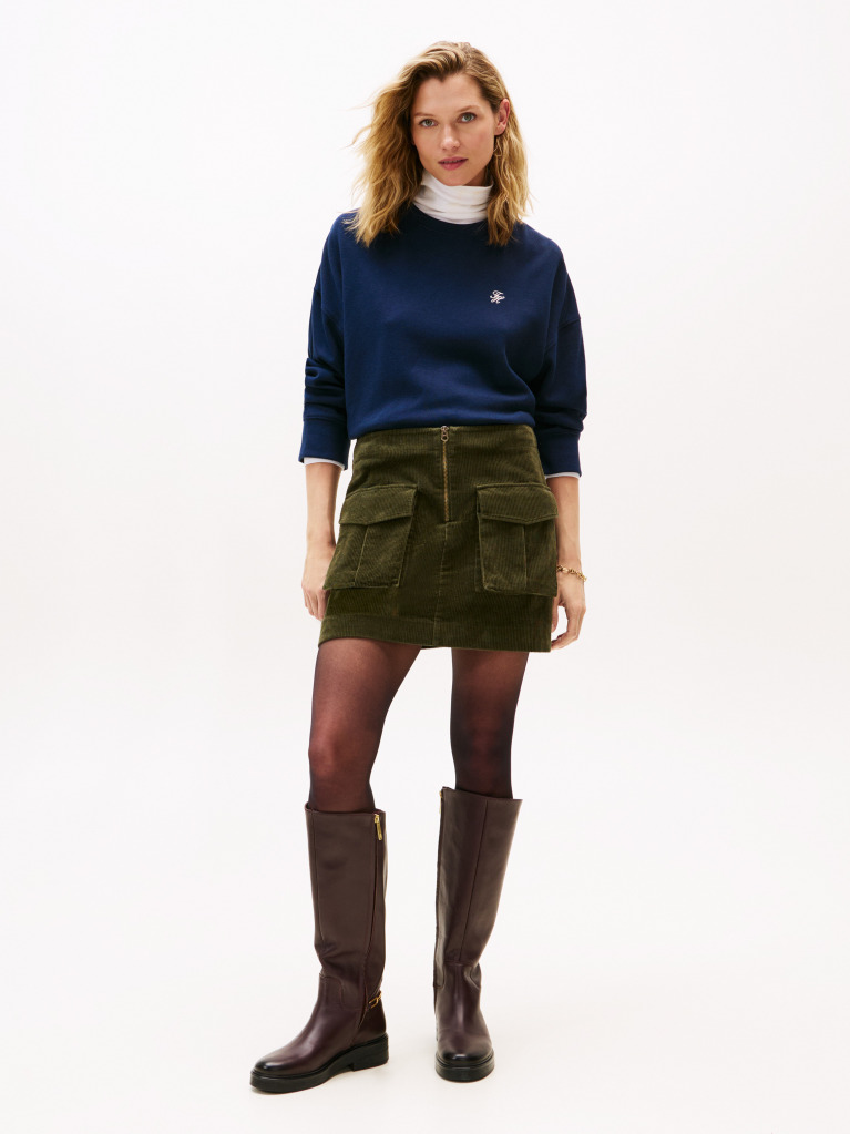 Blue TH Script Pique Sweatshirt  Women
