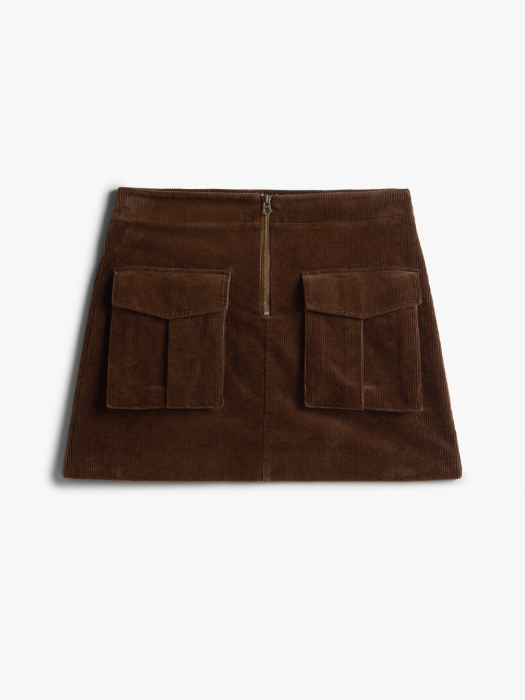 Brown Cargo Pocket Corduroy Mini Skirt  Women