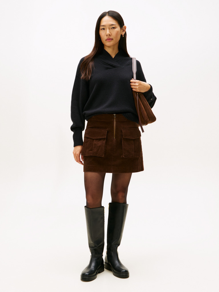 Brown Cargo Pocket Corduroy Mini Skirt  Women