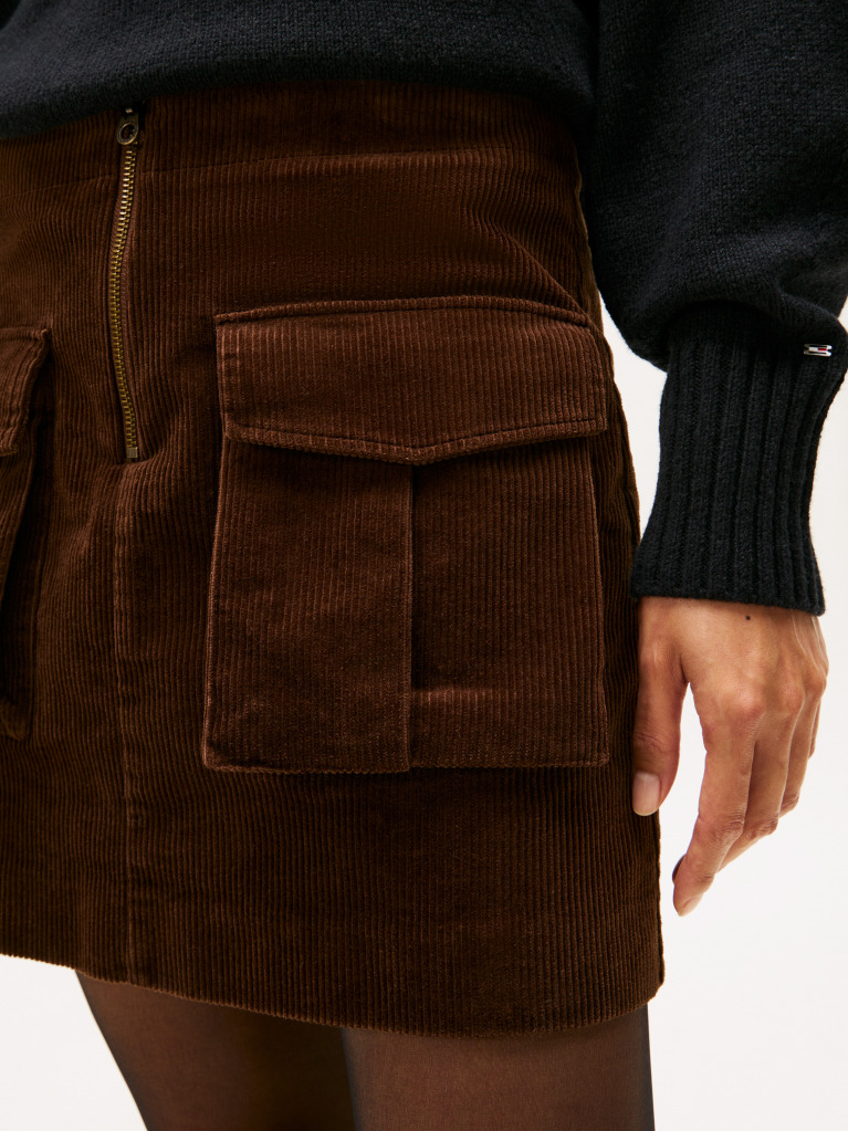 Brown Cargo Pocket Corduroy Mini Skirt  Women