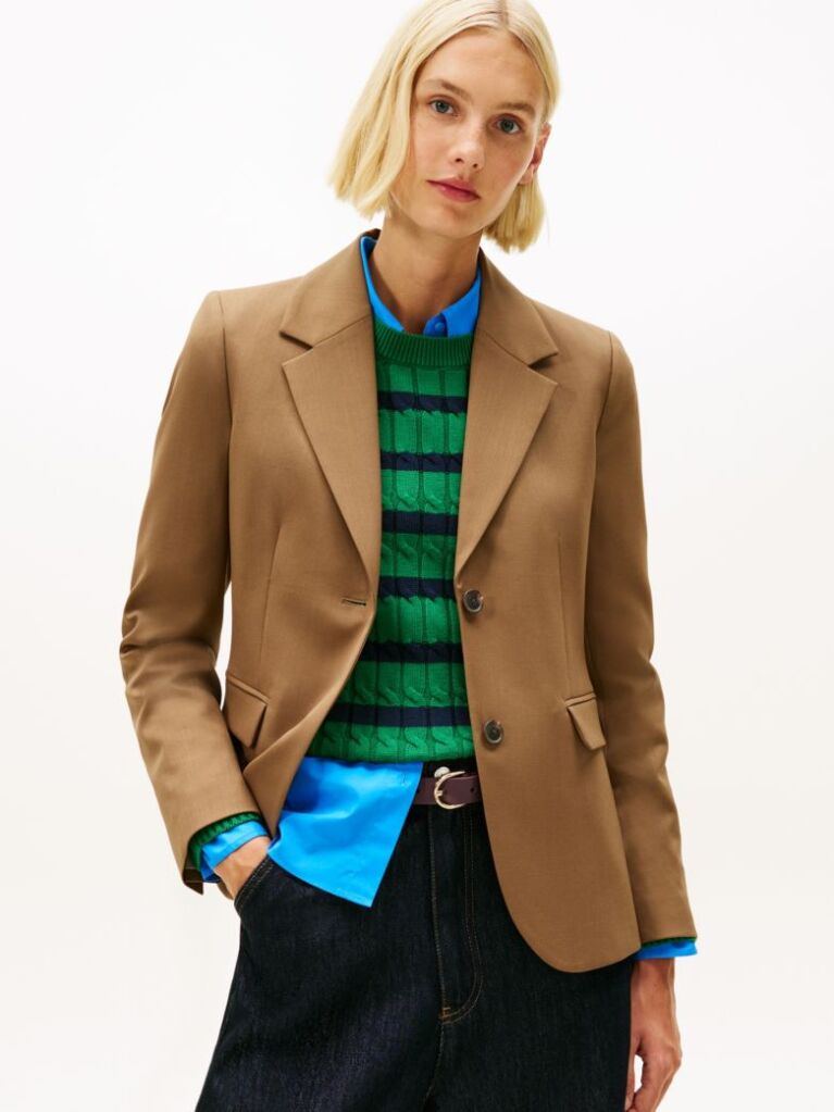 Brown Regular Fit Timeless Wool Blend Blazer  Women