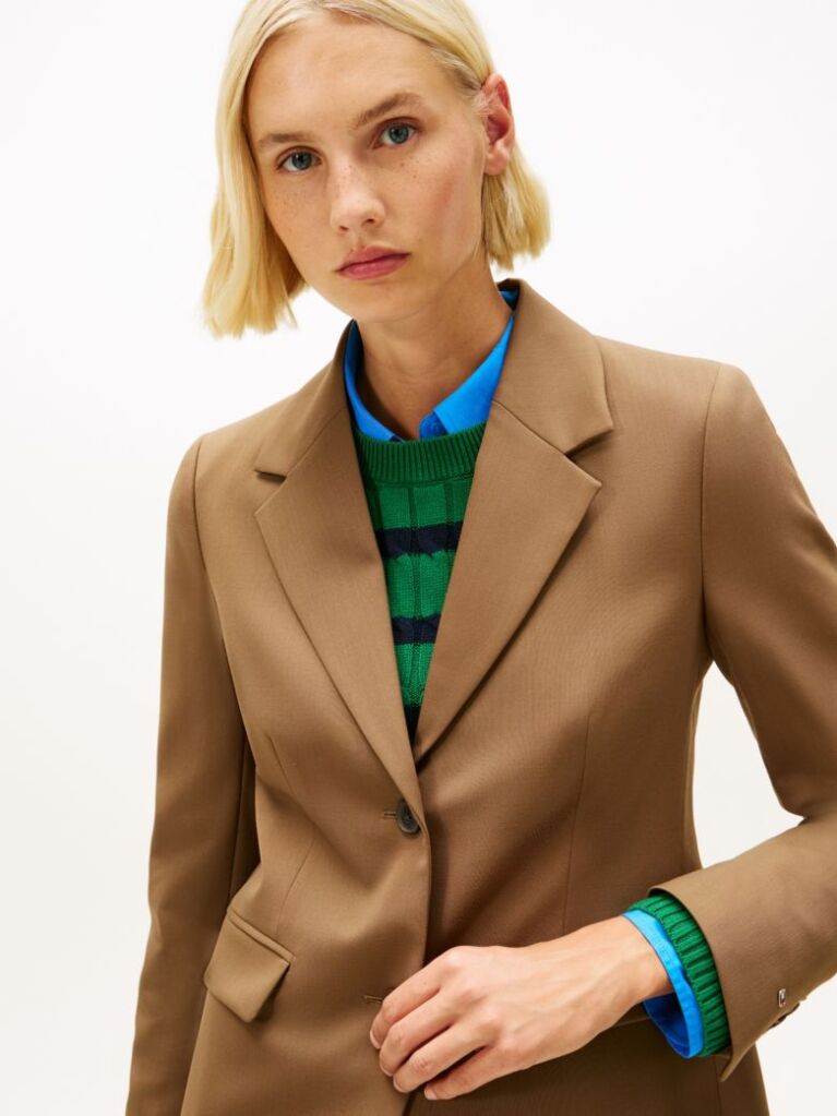 Brown Regular Fit Timeless Wool Blend Blazer  Women