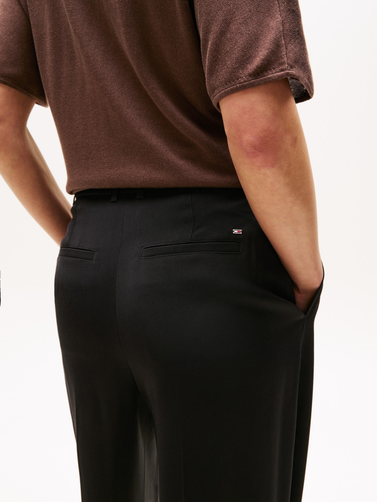 Black Twill Relaxed Straight Pants  Women