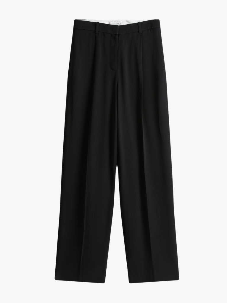 Black Twill Relaxed Straight Pants  Women