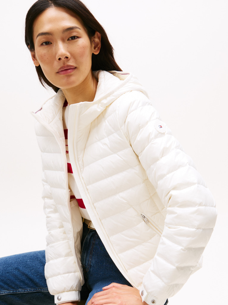 Beige Down Reg Hooded Jacket  Women